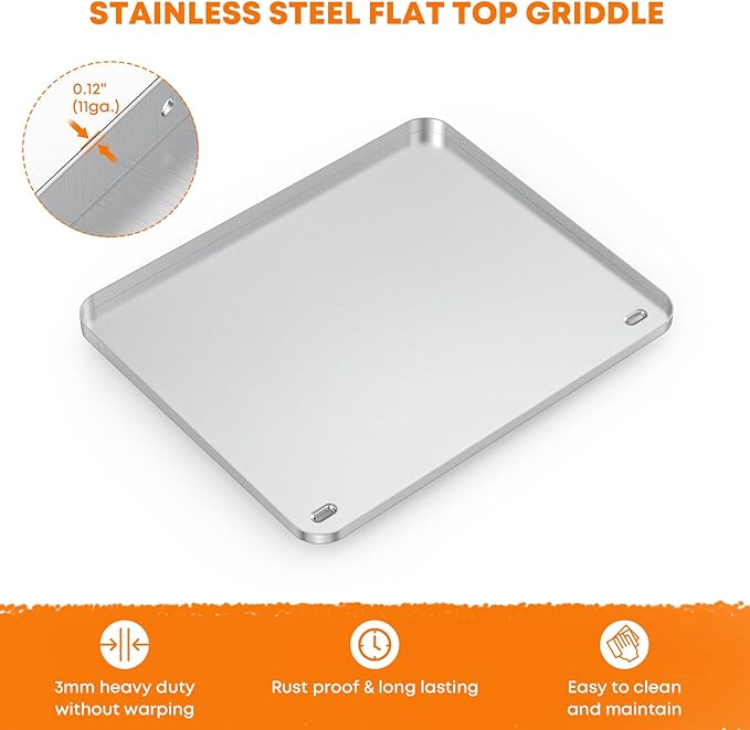 Stanbroil Stainless Steel Griddle Top for Cuisinart CGG-0028 28" 2-Burner Propane Gas Grill, 28 Inch Griddle Replacement Top with Dual Grease Management System