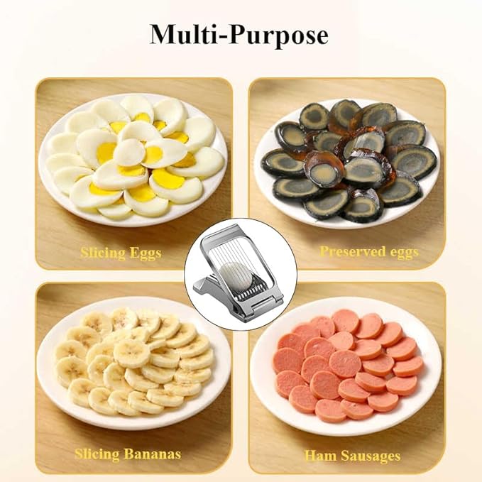 Egg Slicer for Hard Boiled Eggs Egg Cutter Strawberry Slicer Heavy Duty Aluminium Tomato Slicer Stainless Steel Wire Multipurpose Egg Slicer Dicer Fruit slicer for Kitchen and Dining