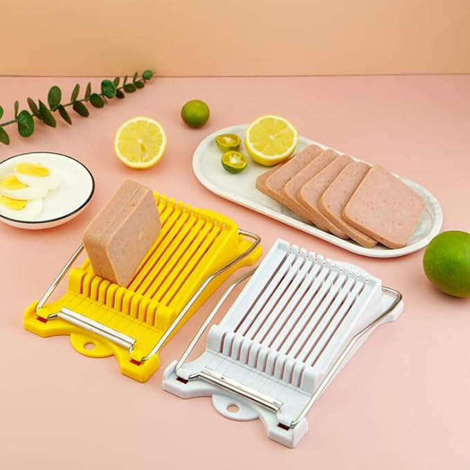 Hoshen Luncheon Meat Slicer, Egg Cutter, Fruit Soft Cheese Slicer, Strengthened Stainless Steel Cutting Line, 10 Slices Evenly Cut，Original Box,Yellow