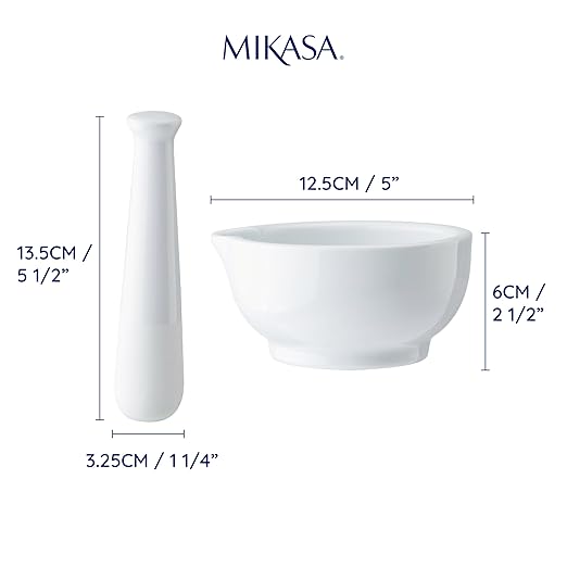 Mikasa Chalk Porcelain Mortar & Pestle, Labelled