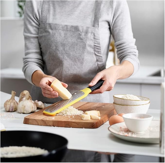 Joseph Joseph 20169 GripGrater Paddle Grater with Easy-grip Handle, Coarse Stainless-Steel Blades, Yellow