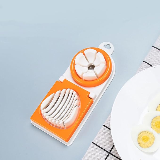 Zerodeko Multipurpose Egg Slicer and Peeler Dual-head Hard Boiled Egg Cutter Bright Orange Food Slicing Tool for Home Use