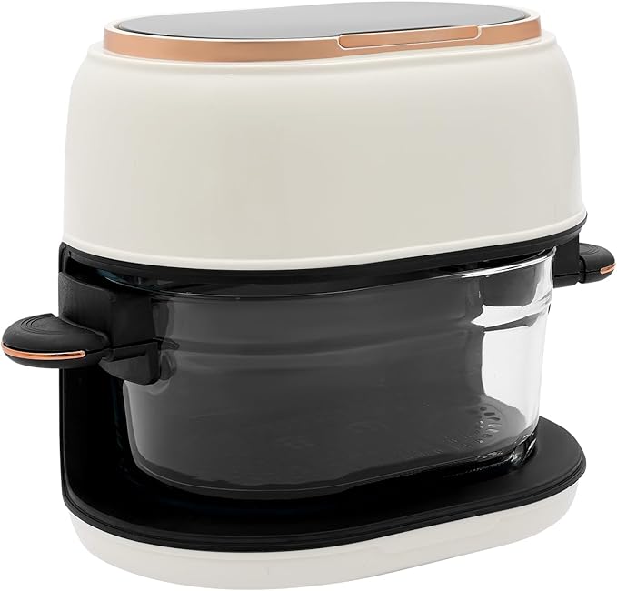 banborba Air Fryer, 900W 4.23QT Glass Air Fryer, Smart Compact Airfryer with Digital Display, 140℉-374℉ Adjustable Temperature, 120 Min Timer, for Cakes, Chicken Wings, Fish, Meat, Shrimp, Vegetables