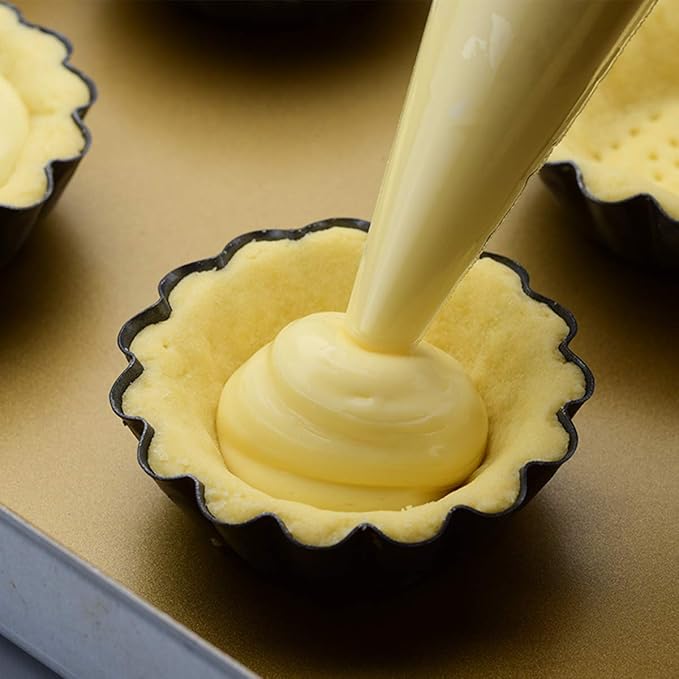 Amytalk 12 Packs Egg Tart Mold, Size 2.6 x 0.9inch, Cupcake Cake Muffin Mold Tin Pan Baking Tool, Carbon Steel