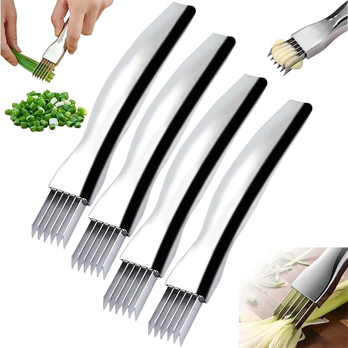 Shred Silk The Knife, 2024 Upgrade Green Onion Cutter Stainless Steel Choppe Kitchen Slicing Tool Cutter for Vegetables Onion Garlic, Multifunctional Kitchen Food Vegetable Cutter