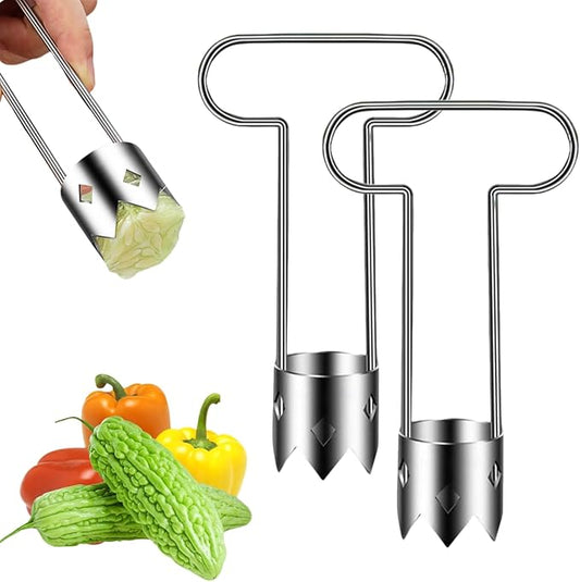 Red Bell Pepper Seed Corer, Stainless Steel Fruit Vegetable Quick Corers and Cave Tools, Apple Corer, Multifunction Pepper Corer Seed Remover Tool,Vegetables&Fruit Kitchen Gadget (2, B)
