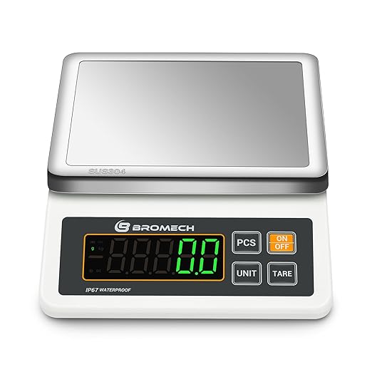 BROMECH Gram Scale Waterproof Counting Function Weighs Gram, Pound & Kilogram, 13lb Capacity, 0.001lb Increment, Stainless Steel Platform, Perfect for Baker, Pastry Chefs, Homebrewing, Food Production