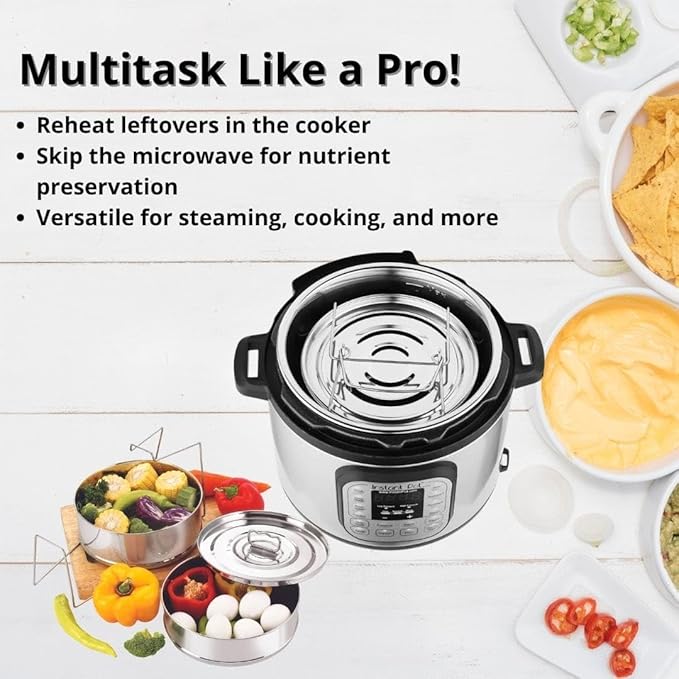 Stackable Stainless Steel Insert Pans - 3QT- Inserts for Instant Pot - Pan for Instapot - Accessories for Instant Pot 3QT and above - Pressure Cooker Steamer Accessories