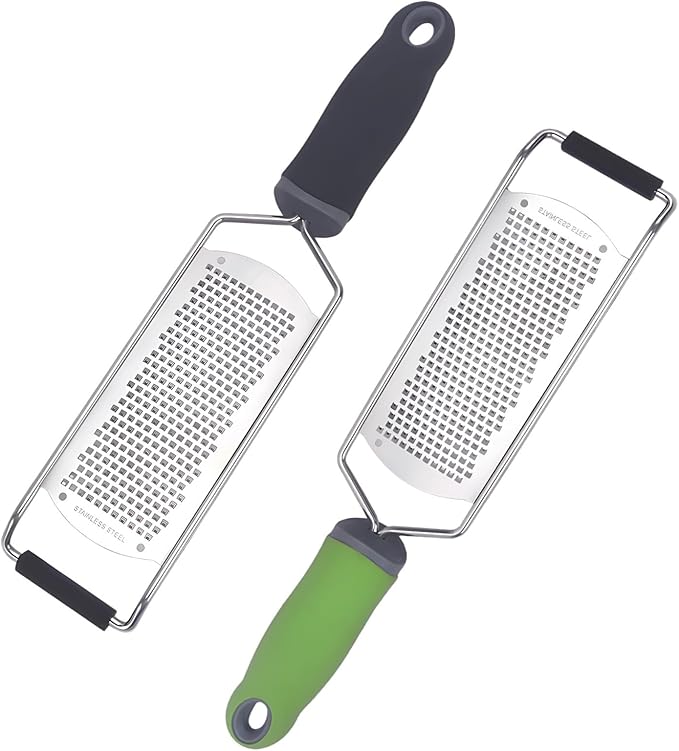 2-Pack Stainless Steel Zesters, 12.2 Inch Sharp Graters for Parmesan, Citrus, Garlic, Ginger, Chocolate