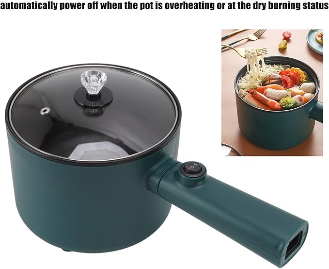 Electric Cooking Pot, 1.8L Nonstick Food Grade 6 Function 2 Temperature Mode Long Handle Electric Cooker for Home Cooking