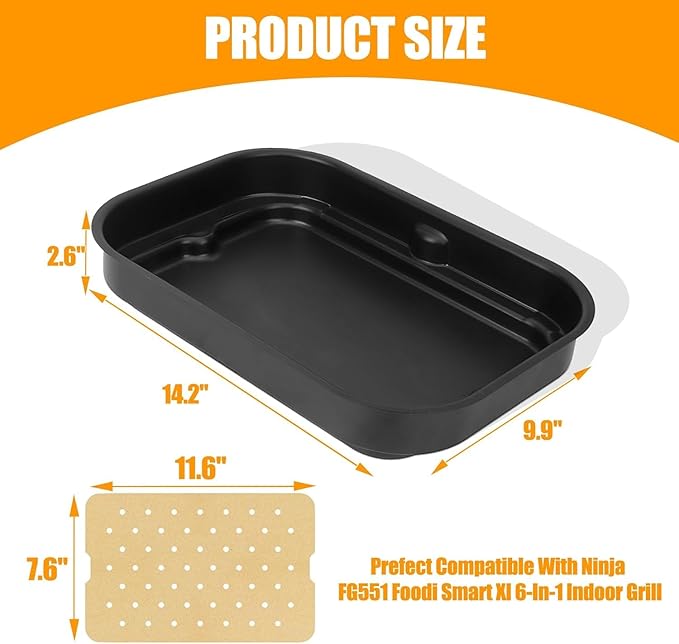 KEESHA Non-Stick Griddle Pan Replacement Part | Compatible with Ninja Foodi FG551, DG651, DG551 Smart XL Indoor Grill | Includes 100PCS Disposable Air Fryer Parchment Paper Liners