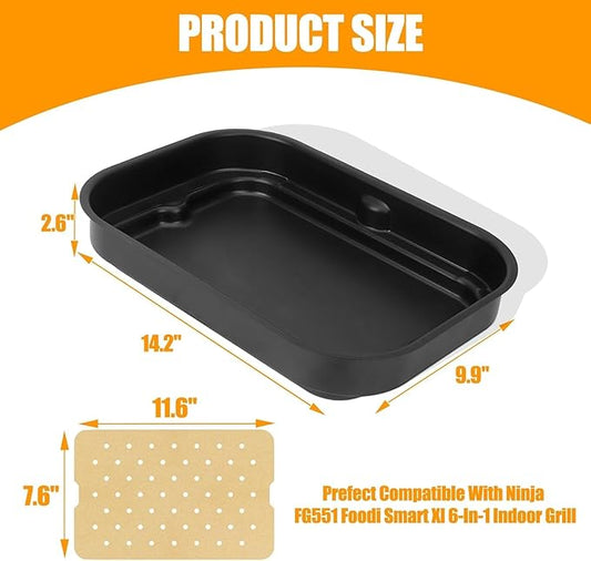 KEESHA Non-Stick Griddle Pan Replacement Part | Compatible with Ninja Foodi FG551, DG651, DG551 Smart XL Indoor Grill | Includes 100PCS Disposable Air Fryer Parchment Paper Liners