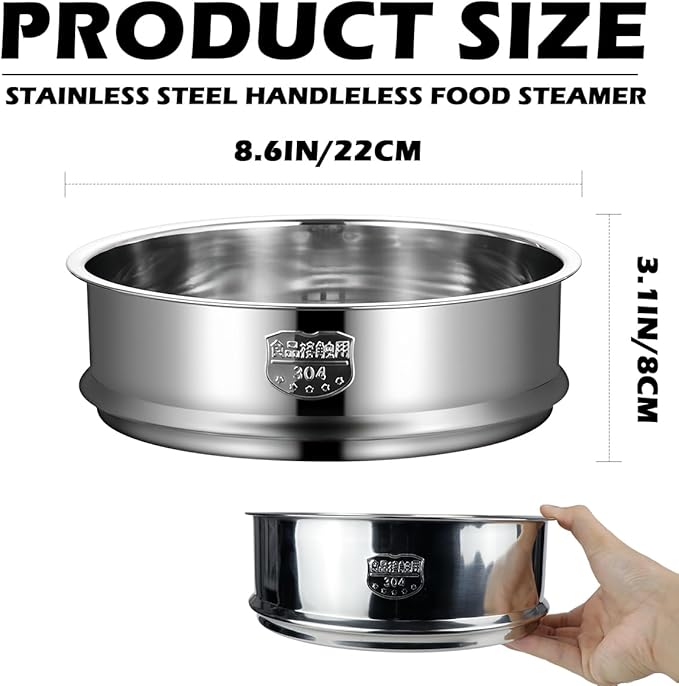 Metal Steamer 8.6 inch Stainless Steel Oven Rack Food Steamer Basket Insert for Kitchen Dim Sum Dumpling Bun(22cm)