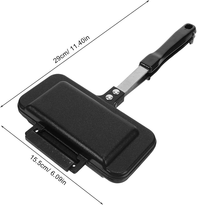 Sandwich Maker With Long Handle: Non-Stick Grilled Pan - Stovetop Aluminum Alloy Flip Frying Pan For Toasted Bread Home Kitchen Breakfast Camping