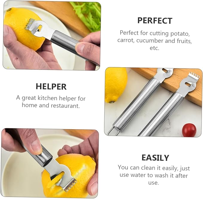 3pcs Stainless Steel Fruit Peeler Versatile Kitchen Tool for Lemon Potato and Vegetable Slicing and Comfortable Grip Essential Gadget for Home and Restaurant Use