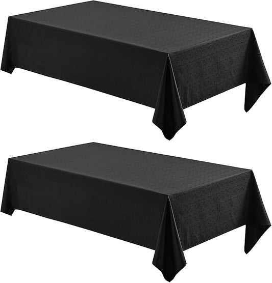 2 Pack Rectangle Tablecloth, 60x104 inch, Water Resistant Wrinkle Free Linen Textured Table Cloth Washable, Decorative Fabric Table Cover for Dining, Party and Camping, Black