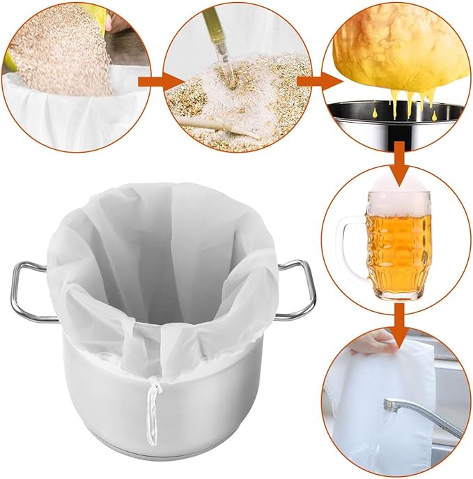 Bad Piggies 1 Pack Extra Large 26" x 22" Straining Bag, 100 Micron Fine Mesh Food Strainer, Reusable for Fruit, Cider, Apple, Grape, Wine, Press, Drawstring