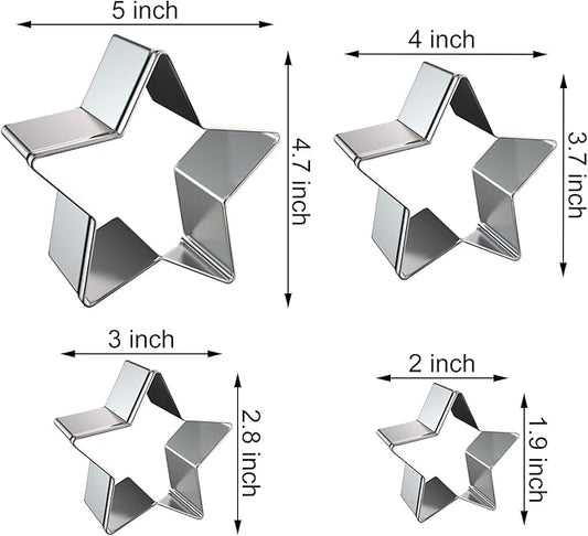 Pentagram Star Cookie Cutter Set Large - 5 Inch, 4 Inch, 3 Inch, 2 Inch - Geometric Cookie Cutters Shapes Molds - Stainless Steel