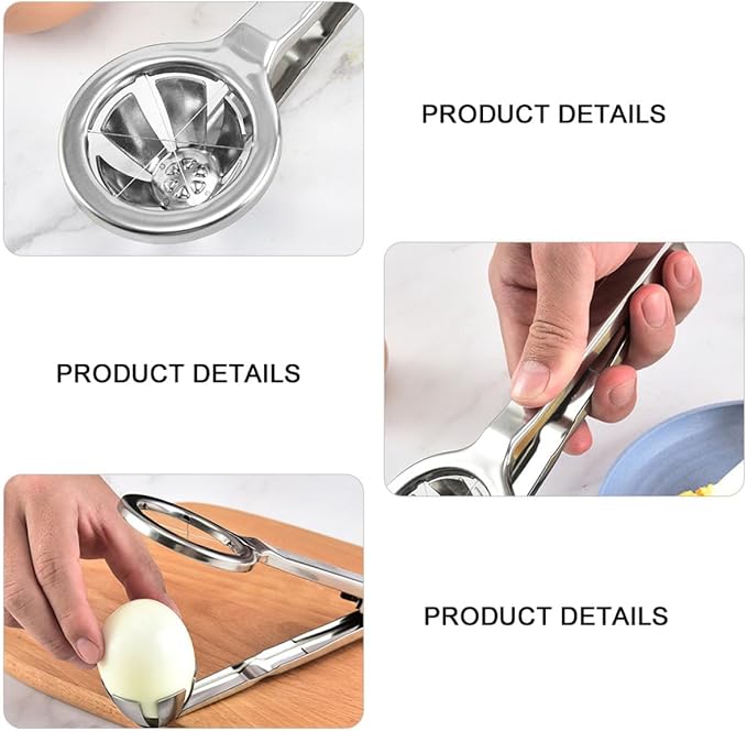Multifunctional Stainless Steel Egg Cutter and Handheld Egg Slicer 304 Food-Grade Material Convenient Kitchen Gadget for Hard-Boiled and Cooking Supplies