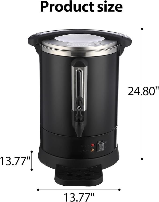 120 Cups Large Coffee Urn with Double Wall Insulation, 18L/4.8 Gallon Stainless Steel Commercial Electric Coffee Maker with Hot Drinks and Hot Water, for Weddings, Parties, Catering, and Buffets