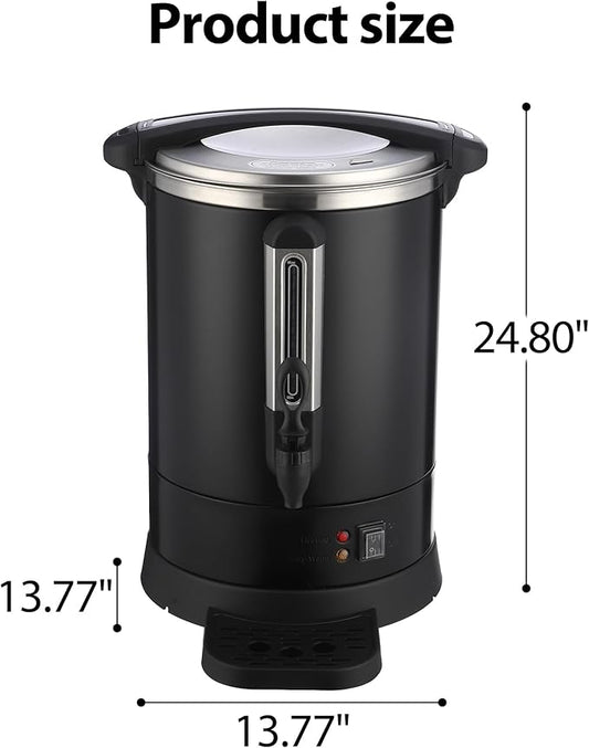 120 Cups Large Coffee Urn with Double Wall Insulation, 18L/4.8 Gallon Stainless Steel Commercial Electric Coffee Maker with Hot Drinks and Hot Water, for Weddings, Parties, Catering, and Buffets