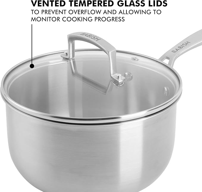 Babish Stainless Steel 3.5qt Triply Professional Grade Sauce Pan
