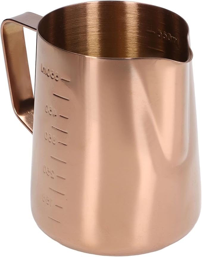 Frothing Cup, Coffee Milk Pitcher 550ML With Scale Rose Gold Stainless Steel Steaming Pitcher