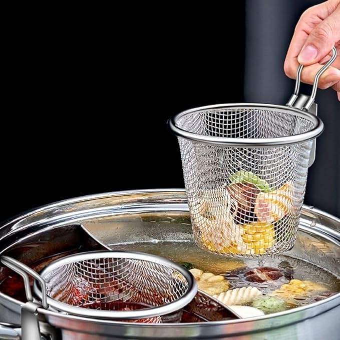 Silver Dumpling Noodle Strainer, Fine Mesh Strainer with Handle Colanders Food Strainers Colanders anda Food Strainers,Kitchen Utensils and Gadgets