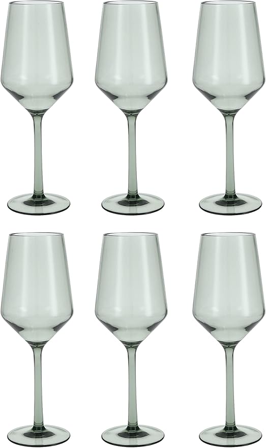 Fortessa Sole Outdoor Shatter Resistant BPA Free Premium Copolyester Plastic Drinkware 6 Pack, Sage Green, Sauvignon Blanc Glass