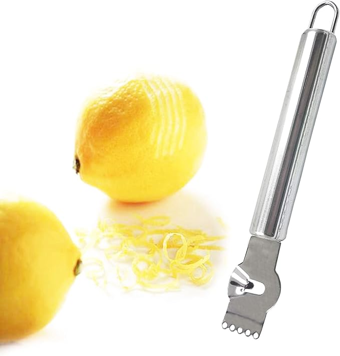 2 Pack Stainless Steel Lemon Zester Grater with Hole Citrus Orange Peeling Tool Fruit Peelers With Specially Designed Channel Knife and Hanging Loop Kitchen Fruit Peeler Tool for Kitchen & Bar