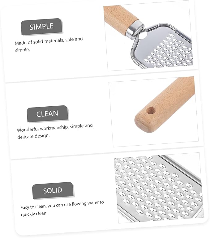 TIDTALEO Stainless Steel Plane Grater Zester Wood Handle – Multi-functional Kitchen Gadget for Easy Slicing of Fruits and Vegetables for Home Chefs