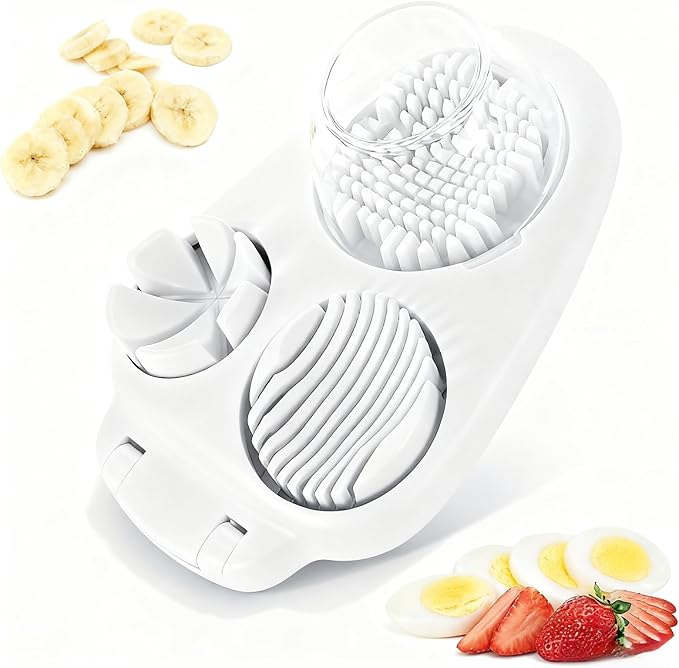 3-In-1 Egg Cutter, Stainless Steel Dicer, Strawberry Slicer, Kitchen Chopping Tool With Three Cutting Modes Suitable For Strawberries, Apples, Bananas, Cherries, Tomatoes, And More.