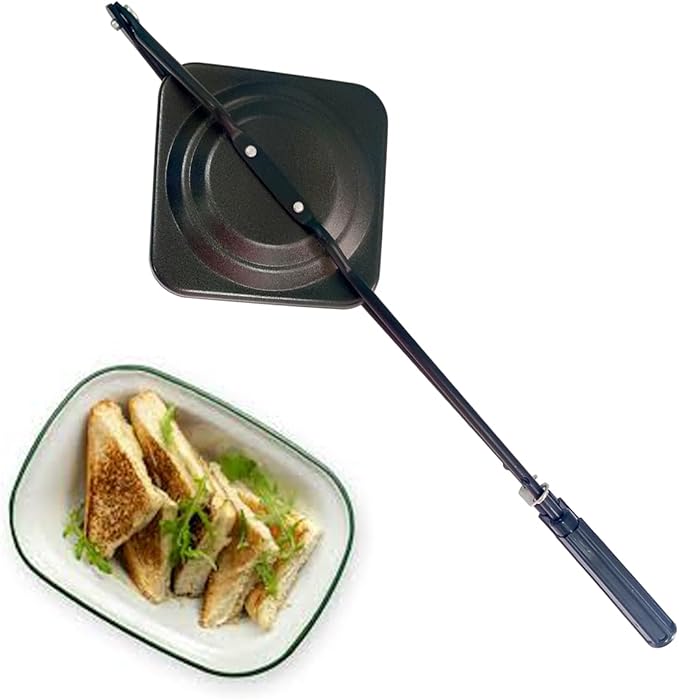 Gas Sandwich Maker Nonstick Toaster Panini Press Cookware Hand Toaster Sandwich Maker 1 Piece (Black)