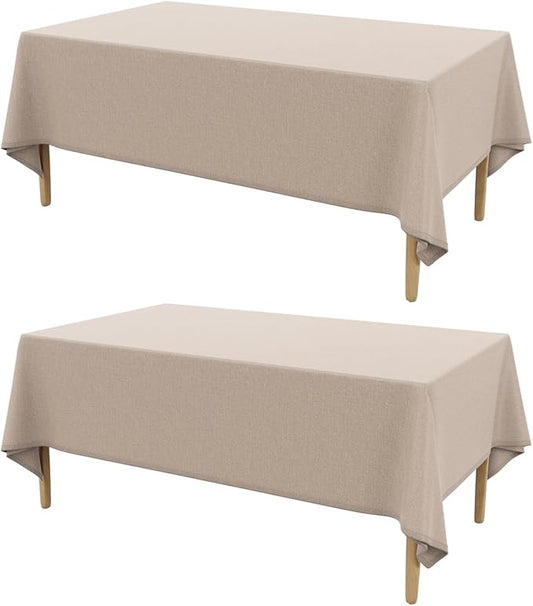 AUSSPVOCT 2 Pcs Textured Linen Table Cloth for Rectangle Table - 52x70 Inch Cloth Tablecloth Rectangular Waterproof Washable Fabric Dining Table Cover for Spring Wedding Party Kitchen Decor