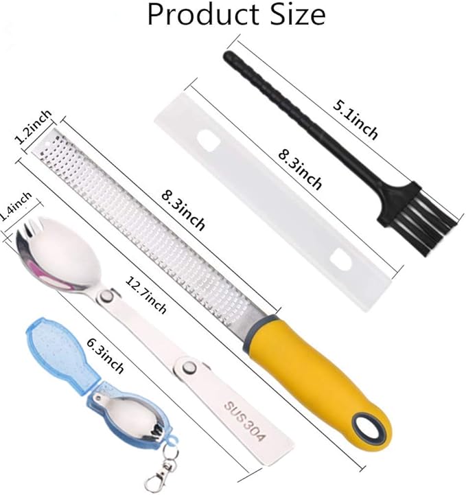 Lemon Zester, Cheese Grater, 304 Premium Stainless Steel zester grater set - For Parmesan Cheese, Citrus, Lemon, Lime, Ginger, Garlic, Nutmeg, Cheese, Chocolate, Coconut, Cinnamon, Dishwasher Safe