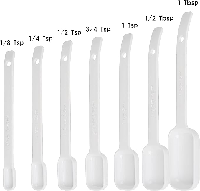 Plastic Measuring Cups and Spoons Set, White Dry Measuring cups Set with Spout and Leveler for Kitchen and Baking, BPA free and Dishwasher Safe, Nesting Measuring Cups Set 15