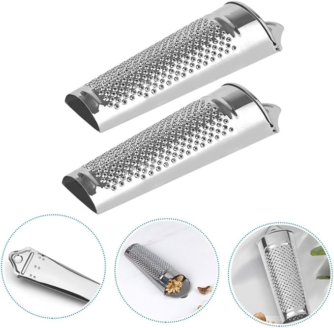 IMIKEYA 2Pcs Stainless Steel Ginger Zesters Kitchen Graters for Garlic Cheese and Vegetables Non Slip Ergonomic Design Kitchen Supplies
