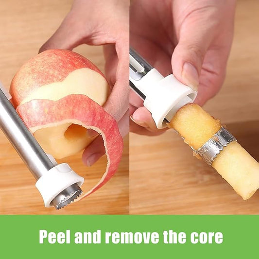 2-in-1 Corer Remover, Apple Corer and Peeler, Stainless Steel, Grey Red