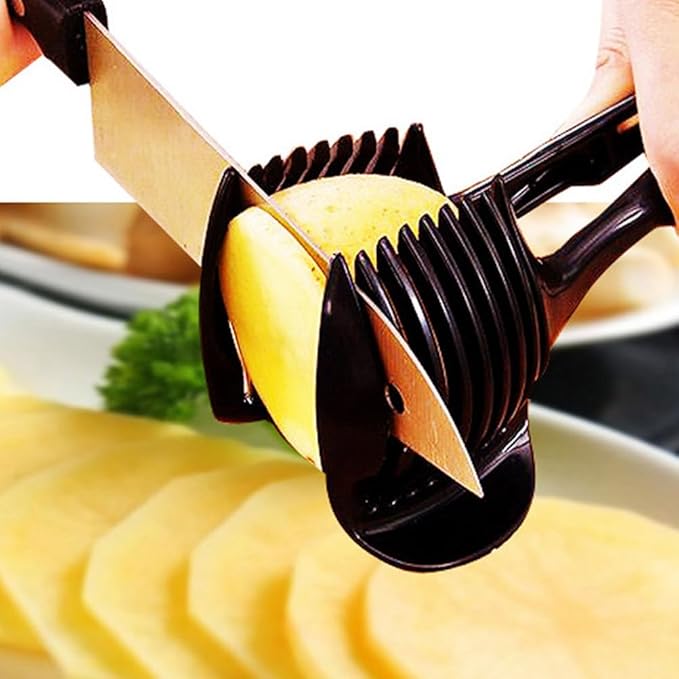Multifunctional Kitchen Slicer Food Clip with Stainless Steel Spring - Manual Tomato Fruit and Vegetable Cutter and Egg Slicer for Easy Food Preparation