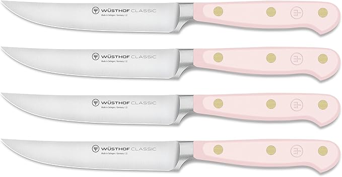 WÜSTHOF Classic Pink Himalayan Salt 4 Piece Steak Knife Set