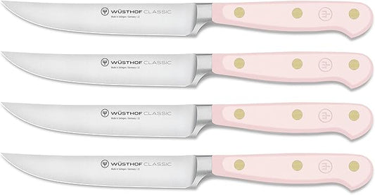 WÜSTHOF Classic Pink Himalayan Salt 4 Piece Steak Knife Set
