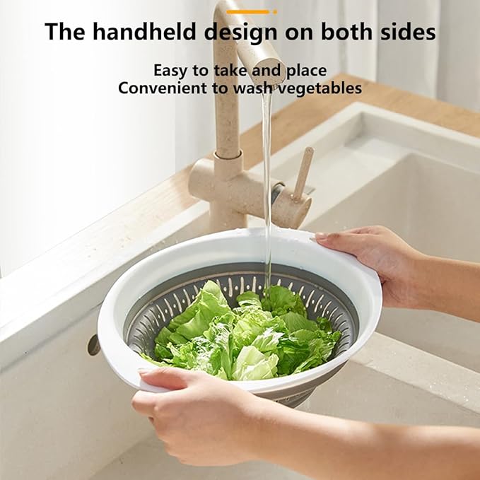 Collapsible Colander and Strainer,Silicone Strainer Colanders & Food Strainers,for Vegetable and Fruit, Kitchen Essentials (2, White, 2.5L+2.5L)