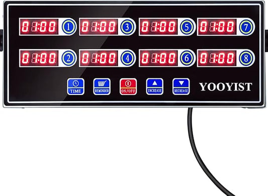 Precision Kitchen Timers for Cooking – 8 Channel Commercial Kitchen Timer Restaurant Kitchen Supplies – Stainless Steel Digital LED Chef Cooking Timer – Reminder Function, Loud Alarm, Black