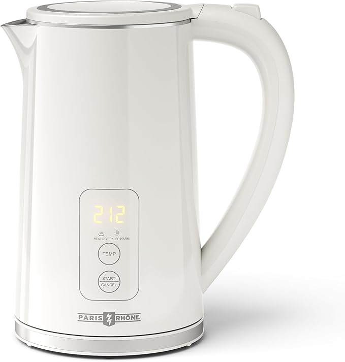 Electric Tea Kettle, PARIS RHÔNE1.7L Temperature Control Electric Kettle, 4H Keep Warm Water Boiler with 6 Presets, LED Screen Electric Kettles for Boiling Water, Boil-Dry Protection, BPA Free
