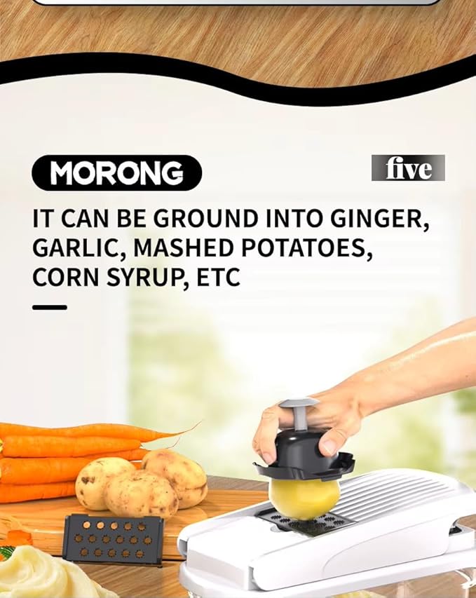 DOSTDR - Vegetable Chopper, Mandoline Slicer, Veggie Chopper, Food Chopper with Container, Vegetable Cutter for Onion Salad Vegetable Chopper, Fruit Slicer, Shredding, Multi-Function (White & Black)