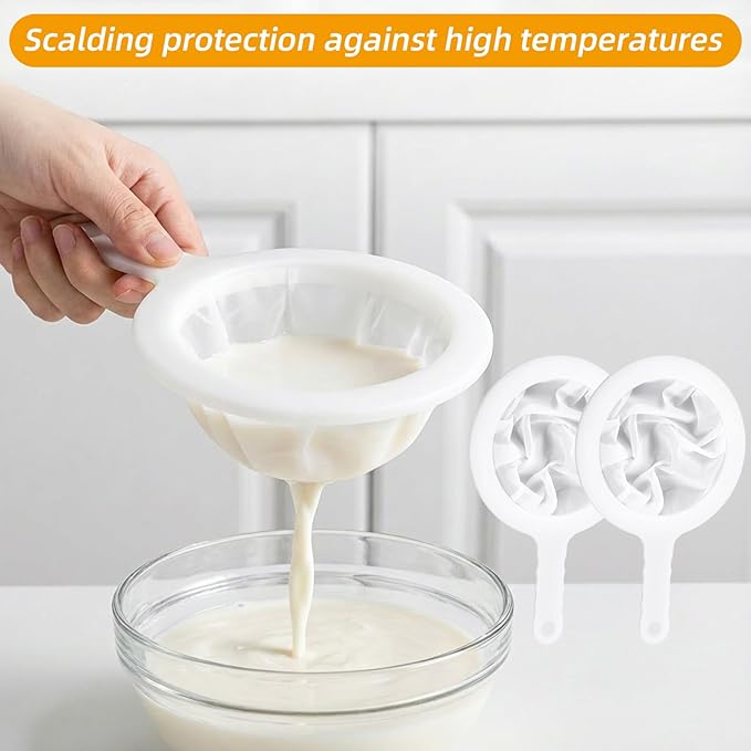 2 Pack Plastic Fine Mesh Strainer, Mesh Strainer with Handle 200&400Mesh Ultra Fine Plastic Sieve Small Kitchen Colander for Juice Yogurt Coffee Honey Milk Matcha