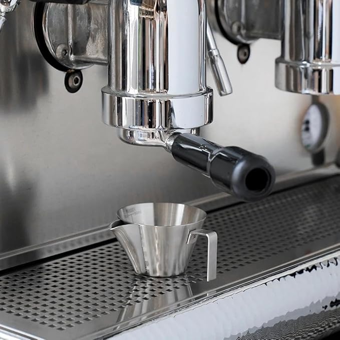 watchget 3.4oz/100ml Crema-Removd Espresso Shot Cup with Handle Stainless Steel Espresso Measuring Cup Espresso Shot Pitcher with V-Shaped Mouth for Barista Cafe Home