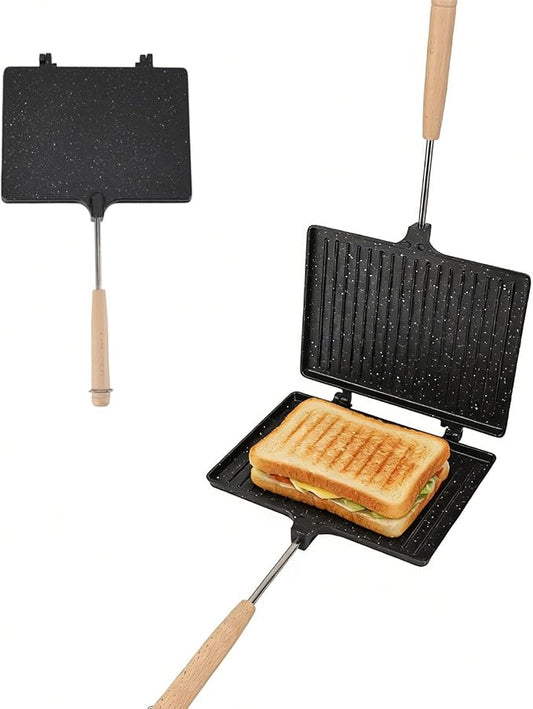 Double Sided Frying Pan, Sandwich Maker, Grilled Cheese Maker Nonstick Flip Pan Sandwich Toaster Maker Flip Grill Pan, Grilled Sandwich and Panini Maker Pan with Non-Stick Plates