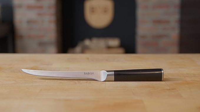 Babish 8-Inch Boning Knife – High-Carbon 1.4116 German Steel Kitchen Knife – Professional Cutlery for Precise Meat and Fish Deboning