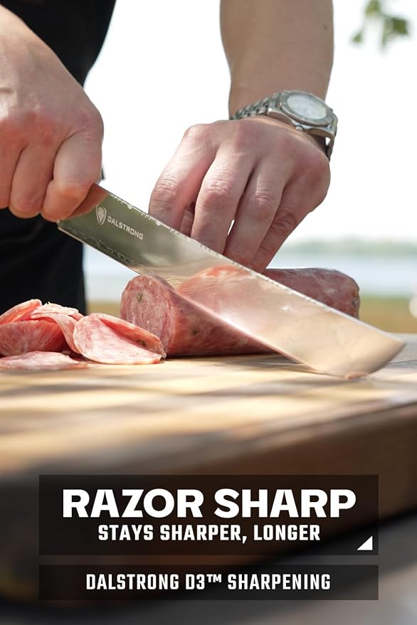 Dalstrong Slicing Knife - 12 Inch Slicer - Valhalla Series - 9CR18MOV HC Steel - Red Resin & Wood Handle - Razor Sharp - Carving, BBQ, Brisket - With Leather